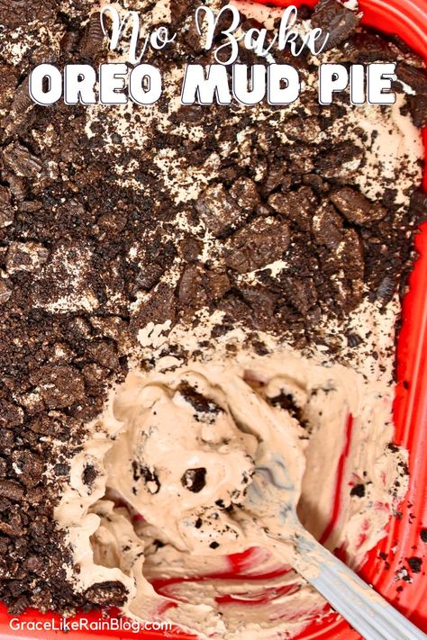 No Bake Oreo Mud Pie - Grace Like Rain Blog Pudding Mud Cups Dirt Cake, Low Calorie Dirt Pudding, Mud Cake Recipes Oreo Dirt Cups, Oreo Mud Pie Dirt Cake Chocolate Pudding, Oreo Pudding Dessert Recipes, Oreo Mud Pie Dirt Cake, Oreo Dirt Cake With Gummy Worms, Oreo Dirt Pudding Recipe, Oreo Mud Cake