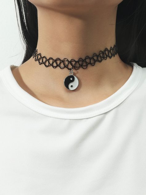 Pendant Tattoo, Tattoo Choker Necklace, Yin Yang Tattoos, Tattoo Choker, Pendant Choker, Yin And Yang, Order Here, Ying Yang, Flower Hair Accessories