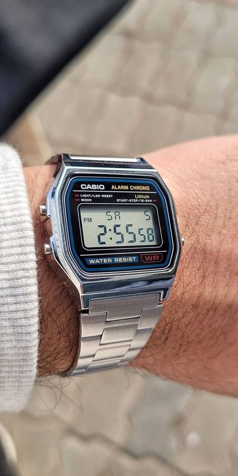 Casio A158 Outfit, Casio Vintage Watch Men, Casio Vintage Watch Men Outfit, Casio A158, Casio Watch Aesthetic, Casio Gold Watch, Casio F91w, Casio Watch Women, Casio Vintage Watch