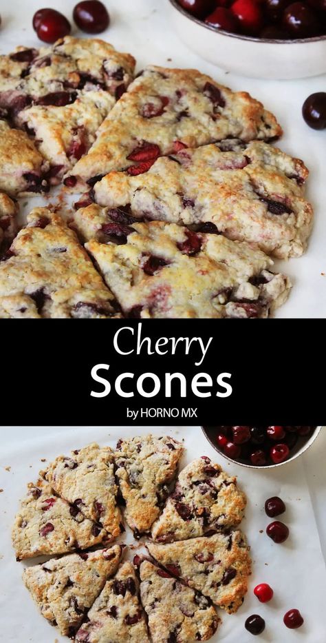 Cherry scones Dried Cherry Scones, Cherry Scones Recipe, Fruit Scones Recipe, Easy Scones, Sweet Scones, British Scones, Breakfast Scones, Mini Scones, Bread Head