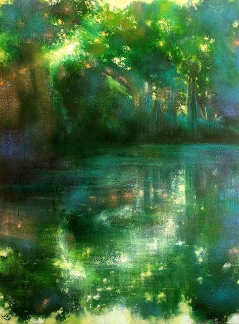 Oil Painting Inspiration, Green Paintings, River Art, Green Art, Green Aesthetic, Free Paper, Abstract Landscape, Painting Inspiration, Art Works