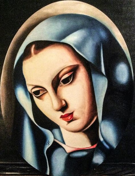 Vierge bleue of Tamara De Lempicka (copy) by SF-artist on DeviantArt Tamara Lempicka, Art Deco Artists, Maurice Denis, Art Deco Paintings, Art Deco Movement, Art Journals, Art Deco Era, Cubism, Religious Art