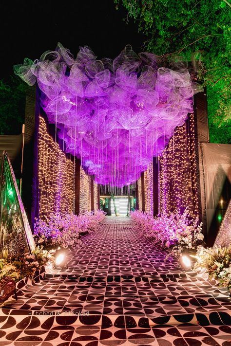 Photo from Vidhi and Deep Wedding Wedding Walkway Indoor, Sangeet Pathway Decor, Wedding Passage Decoration, Sangeet Entrance Decor, Sangeet Entrance, Sangeet Setup, Wedding Pathway, Passage Decor, Small Wedding Decor