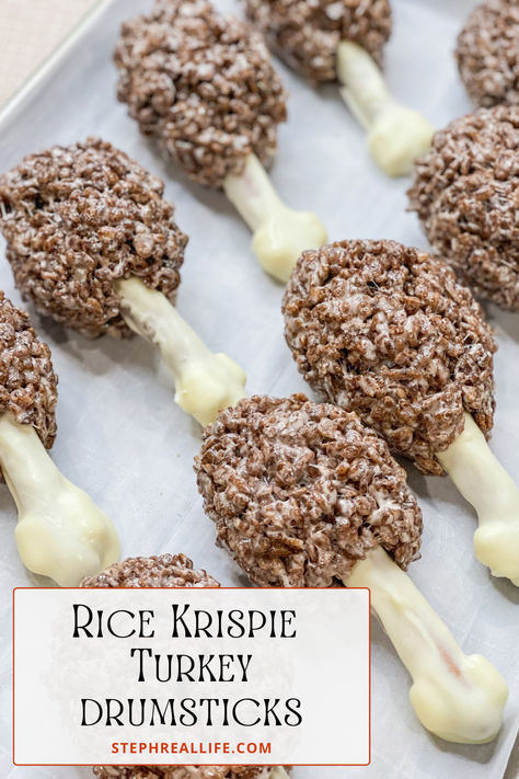 Rice Krispie Treats Turkey Drumsticks Rice Krispie Treat Turkey, Rice Krispie Turkey, Turkey Rice Krispie Treats, Turkey Drumsticks, Chocolate Rice Krispies, Turkey Leg, Candy Ideas, Pie Day, Pretzel Sticks