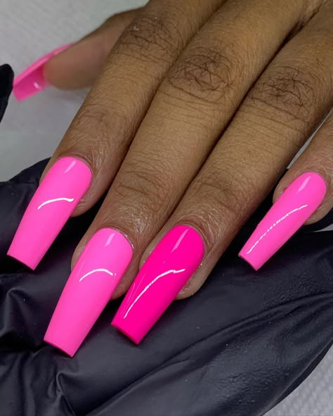 Pink Friday Nails, Magenta Nails, Neon Pink Nails, Cute Nail Colors, Nails Collection, Confetti Nails, Watermelon Nails, Acrylic Nails Coffin Short, Pink Acrylic Nails