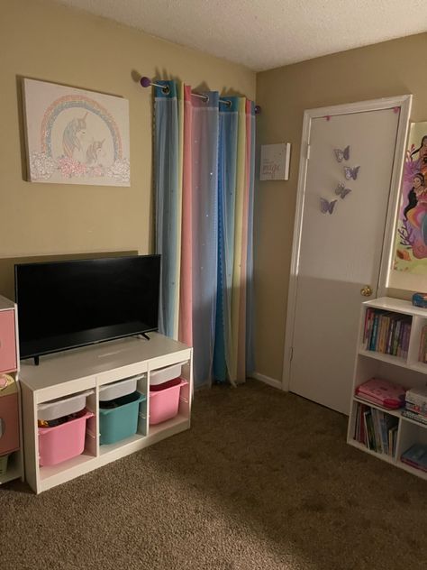 Room Sharing With Toddler, Toddler Girl Bedroom Organization Ideas, Toddler Girl Room Rainbow, Pink Toddler Room Walmart, Brother Sister Bedroom Shared Kids Rooms Rainbow, Toddler Pink Rainbow Room, Toddler Girl Room Decorating Ideas, Minnie Mouse Bedroom Decor, Small Girls Bedrooms