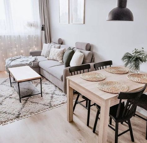 Small Living Dining, Apartment Dining, Apartment Living Room Design, Small Apartment Living Room, Dining Room Combo, Small Living Room Decor, Small Apartment Living, Home Design Living Room, Dining Room Small