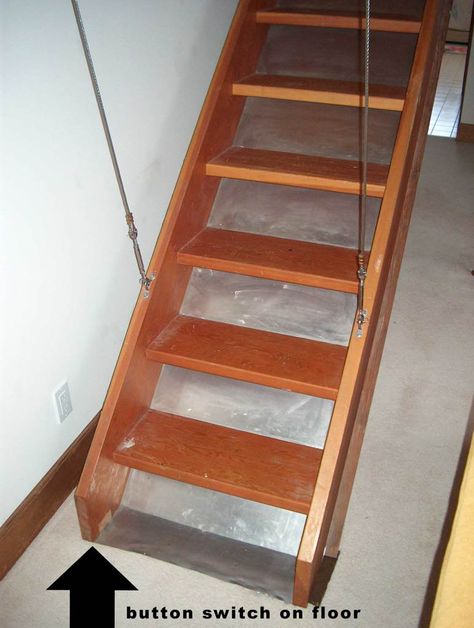 retractable attic staircase. Hidden Stairs, Retractable Stairs, Garage Stairs, Folding Stairs, Garage Attic, Attic Staircase, Slanted Walls, Attic Ladder, Attic Window