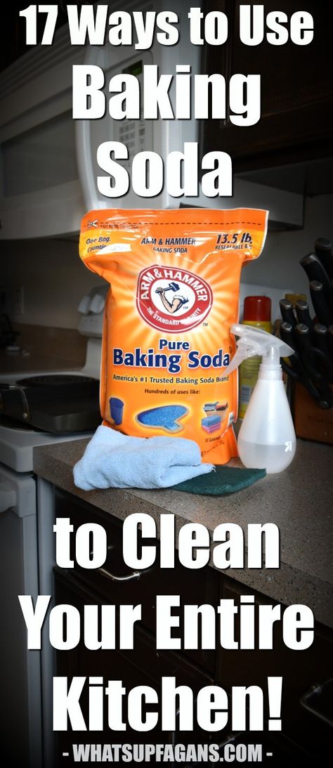 17 Best Baking Soda Uses for Cleaning Your Kitchen: The number of baking soda uses is truly amazing. There's so much that this little, seemingly bland, white powder can do! One of my favorite ways to use sodium bicarbonate (the chemical name of baking soda) is for cleaning! Today, I’m sharing our top 17 ways of cleaning with baking soda in the kitchen! There is actually a ton more baking soda uses for kitchen cleaning. The seventeen that I chose to include contain some of the more unusual uses Tablet Recipe, Homemade Toilet Cleaner, Clean Baking Pans, Cleaning Painted Walls, Soda Brands, Glass Cooktop, Deep Cleaning Tips, Baking Soda Uses, Simple Life Hacks