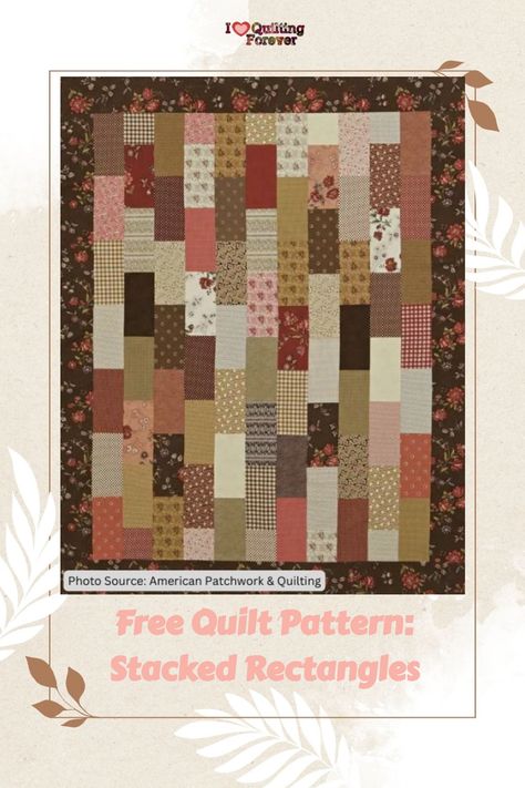 Free Quilt Pattern: Stacked Rectangles Warm Browns, Handmade Charms, Quilt Patterns Free, Warm Brown, Quilt Pattern, Quilt Patterns, Bedroom Decor, Couch, Bedroom