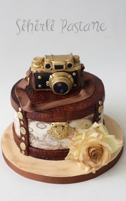 Camera Cake Ideas, Cake Camera, Camera Cake, Camera Cakes, Vintage Pasta, Rodjendanske Torte, Bolo Vintage, Travel Cake, Making Cakes