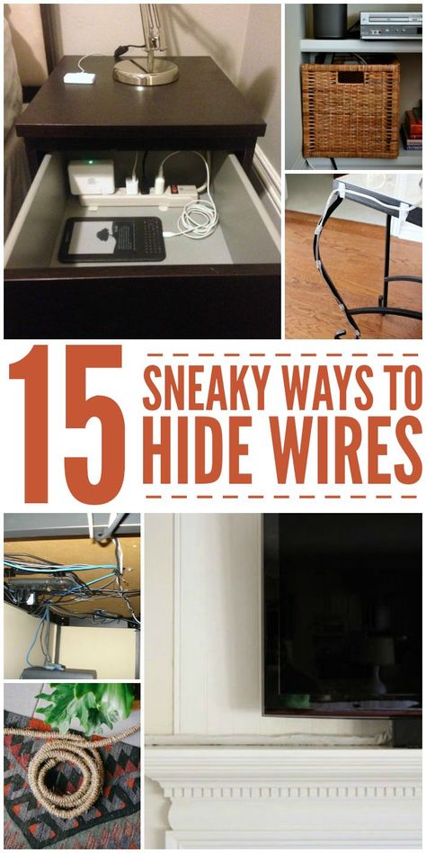 Get rid of the ugly wires around the house with these wire hiding hacks. home improvement hacks Hide Electrical Cords, Hide Tv Cords, Tv Cords, Hiding Ugly, Hide Cords, Hide Cables, Hidden Tv, Crazy House, Hide Wires