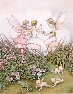 ≍ Nature's Fairy Nymphs ≍ magical elves, sprites, pixies and winged woodland faeries - Mothers Were Chatting, Ida R.Outhwaite Turnip Drawing, Rene Cloke, Ida Rentoul Outhwaite, Fairy Tea Party, Margaret Tarrant, Fairy Girls, Wee Folk, Fairy Illustration, Elves And Fairies