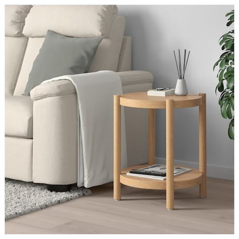 IKEA LISTERBY Side table Ikea Listerby, Traditional Bedside Tables, Ikea Side Table, Solid Oak Table, Oak Table Top, Ikea Finds, Oak Side Table, Modern Bedside Table, White Side Tables