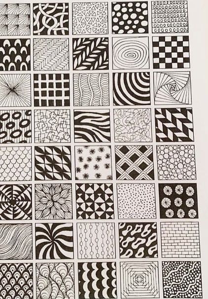 Different Designs Pattern, Pattern Examples Art, Lines And Dots Design Patterns, Pretty Designs To Draw Pattern, Zentagle Drawing Ideas Easy, Zendoodle Patterns Step By Step, Doodle Line Patterns, Patterns Drawing Simple Doodle Art, Square Patterns Drawing