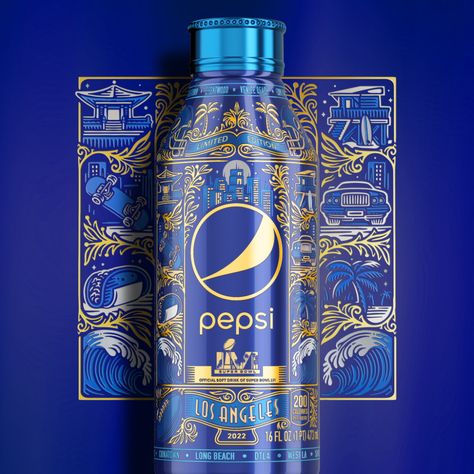 Southern Californians, Get Your Hands On PepsiCo's Limited-Edition Super Bowl Bottles Stat | Dieline - Design, Branding & Packaging Inspiration Drinks Packaging, Limited Edition Packaging, Drinks Packaging Design, Packaging Design Trends, Bottle Design Packaging, Drinks Design, Box Packaging Design, Packaging Labels Design, Packing Design