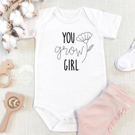 Check out this item in my Etsy shop https://www.etsy.com/listing/813109539/you-grow-girl-onesie-baby-onesie-custom Baby Grow Ideas, Diy Baby Onesies Girl, Onesie Decorating Ideas, Baby Girl Onesies Vinyl, Funny Baby Girl Onesies, Cricut Baby Onesie, Spring Baby Clothes, Onesie Ideas