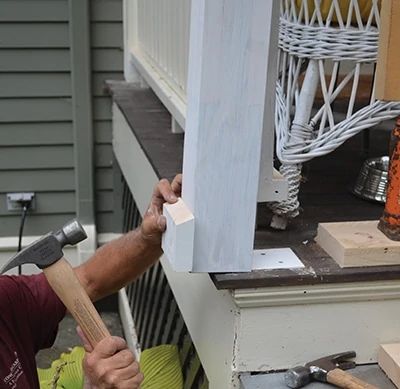 Structural Porch Column Rot Repair - Extreme How To How To Replace Porch Posts, Porch Repair, Front Porch Posts, Porch Pillars, Farmers Porch, Porch Wood, Victorian Porch, Garage Workshop Organization, Wood Columns