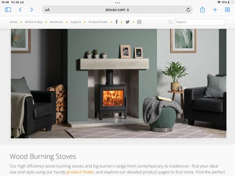 Modern Log Burners, Wood Burner Fireplace, Log Burner Fireplace, Log Burner Living Room, Modern Wood Burning Stoves, Slate Fireplace, Navy Living Rooms, Solid Fuel Stove, Wood Heat