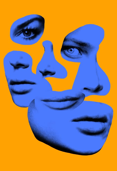 A Man, Orange, Yellow, Blue, Design