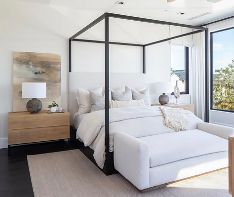 Brooke Wagner Design on Instagram: “You may remember this master bedroom from our install a few months back.. nothing beats the pro shots 📷 #masterbedroom  #interiordesign…” Canopy Bed Design, Bedroom Canopy Bed, Master Bedrooms Decor Modern, Architecture Canopy, Mediterranean Furniture, Contemporary Beds, Bedroom Canopy, Poster Beds, Beds Modern