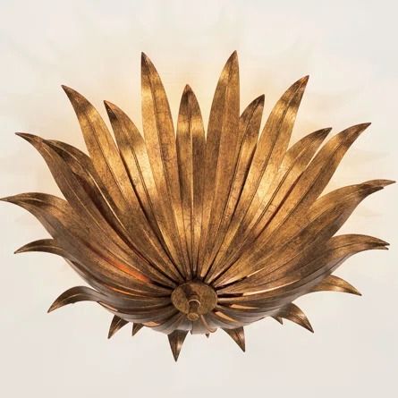 Wade Logan® Arela Glass Semi Flush Mount | Wayfair Capital Lighting Fixture, The Eden, Capital Lighting, Semi Flush Lighting, Semi Flush Ceiling Lights, Outdoor Sconces, Visual Texture, Mirror Interior, Metal Leaves