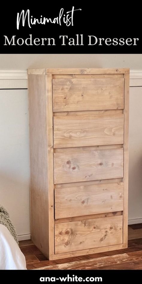 Wood Dresser Diy, Modern Tall Dresser, Diy Dresser Build, Diy Dresser Plans, Dresser Plans, Plywood Projects, Diy Furniture Bedroom, Tall Dresser, Small Woodworking Projects