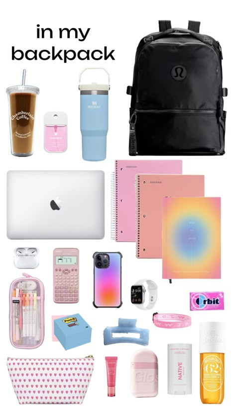 whats in my backpack School Supplies For High School, Supplies For High School, Whats In My Backpack, Middle School Supplies, Middle School Essentials, School Emergency Kit, School Backpack Essentials, Shopping Checklist, Middle School Survival