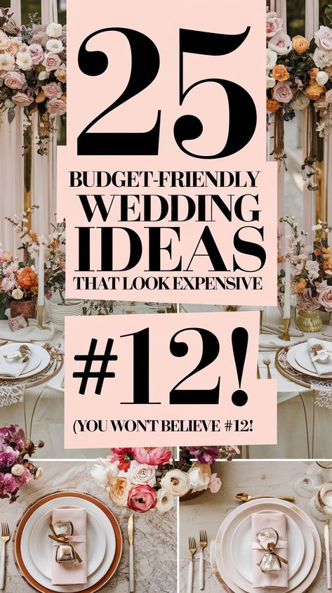 25 Budget-Friendly Wedding Ideas That Look Expensive (You Won't Believe #12!) Creative Wedding Ideas On A Budget, Elegant Wedding Ideas On A Budget, Do It Yourself Wedding Decorations, Budget Friendly Wedding Decor, Unique Wedding Ideas Creative Diy, Wedding Reception Ideas On A Budget, Wedding Budget Break Down, Budget Friendly Wedding Ideas, Inexpensive Wedding Ideas