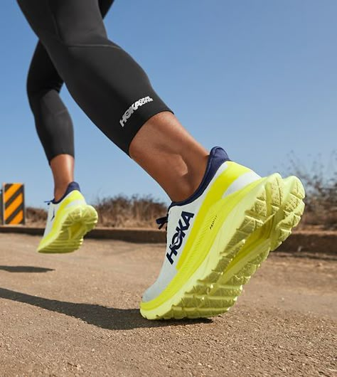 Colorful Hoka Shoes, Running Shoes Photography, Running Pose, Sports Fashion Editorial, Social Media Specialist, Running Pace, Sport Branding, Cushioned Running Shoes, Hoka Shoes