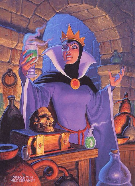 The Evil Queen by Greg & Tim Hildebrandt Deco Disney, Disney Evil Queen, Evil Disney, Evil Queens, Images Disney, Dark Disney, Disney Favorites, Adventure Time Anime, Disney Studios