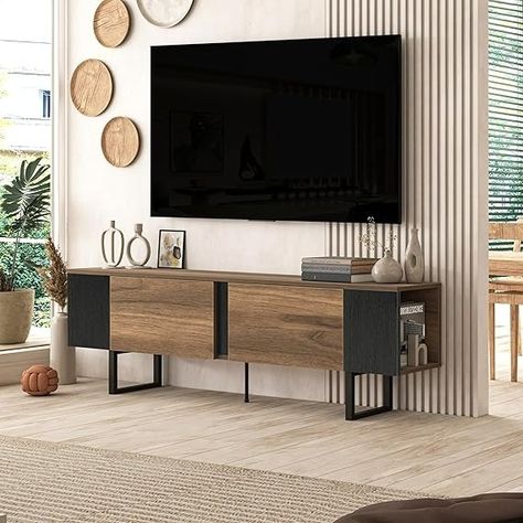 Amazon.com: Atelier Mobili Mid Century Modern TV Stand for 80 Inch TV, Living Room Entertainment Center, TV Stand for Bedroom, Walnut TV Stand, TV Stand for 75+ Inch TV, Black TV Stand (Walnut, 71 Inch) : Home & Kitchen Tv Stand For Bedroom, 80 Inch Tv, 75 Inch Tv, Mid Century Modern Tv, Stand For Bedroom, Walnut Tv Stand, Bedroom Tv Stand, Mid Century Modern Tv Stand, Black Tv Stand