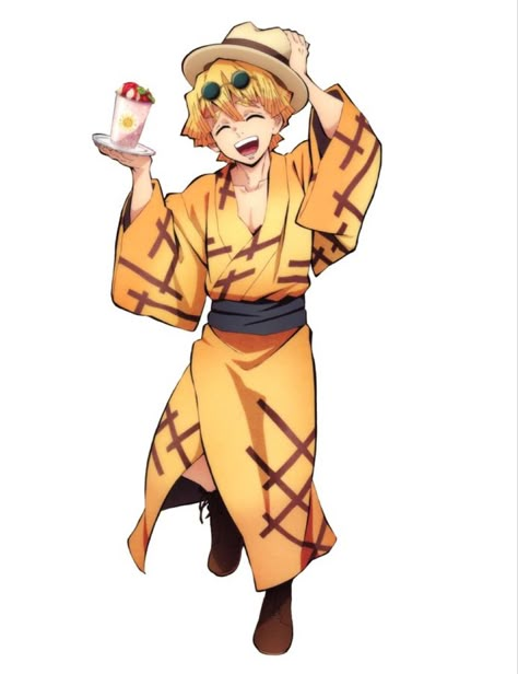 Zenitsu Official Art, Cute Zenitsu, Demon Slayer Official Art, Kny Official Art, Hat And Sunglasses, Minor Character, Genshin Characters, Hello Kitty Iphone Wallpaper, Instagram Funny