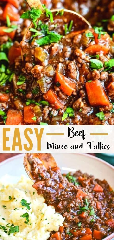 British Minced Beef Recipes, Ideas With Minced Meat, Scottish Mince And Tatties, Minced Beef Stew, Minced Beef Dinner Ideas, Minced Meat And Potatoes, Jamerill Stewart Recipes, Mince And Potatoes, Easy Minced Beef Recipes