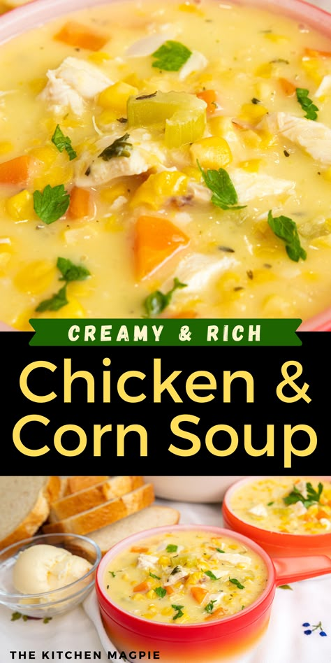 Chicken Corn Soup Easy Chicken Corn Soup, Creamy Chicken Corn Soup, Chicken Corn Soup With Noodles, Chicken Corn Soup Recipes Easy, Chicken And Corn Soup Recipes, Best Chicken Corn Soup Recipe, Hearty Chicken And Corn Soup, Chicken Corn Soup Recipes, Creamy Corn And Chicken Soup