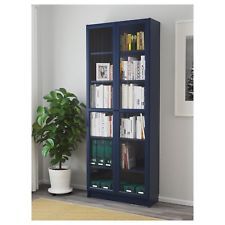 Billy Bookcase With Glass Doors, Ikea Billy Bookcase White, Billy Bookcase With Doors, Red Bookcase, Ikea Storage Units, Blue Bookcase, Glass Bookcase, Black Bookcase, Bookcase With Glass Doors