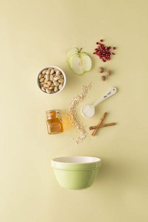 Muesli Breakfast, Nutmeg Powder, Ingredients Photography, Food Flatlay, Homemade Scrub, Food Art Photography, Honey Shop, Food Photography Inspiration, Pure Honey