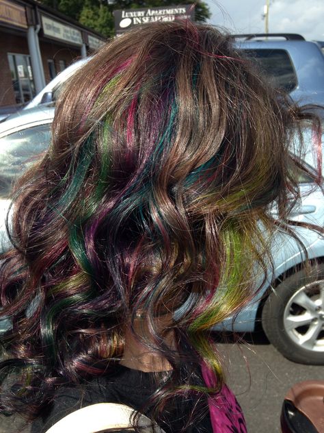 Candy Rainbow, Pravana Vivids, Rainbow Ombre, Hair Streaks, Dyed Hair Inspiration, Funky Hairstyles, Hair Stylies, Turquoise And Purple, Penteado Cabelo Curto