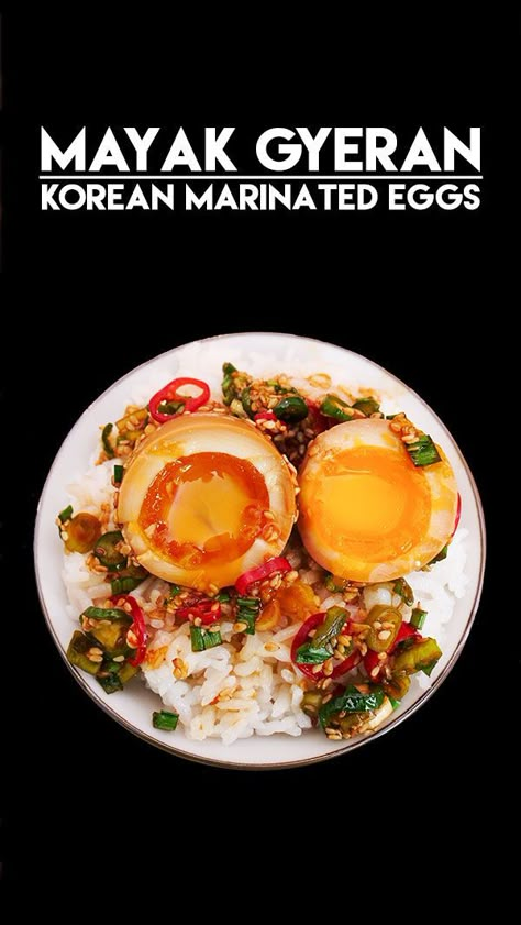 Korean Marinated Eggs, Mayak Eggs, Banchan Recipe, Doenjang Recipe, Marinated Eggs, Chow Fun Recipe, Riblets Recipe, Bulgogi Recipe, Rice Bowls Recipes