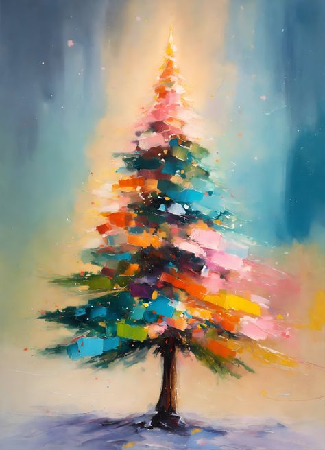 Download Free Mobile Phone Wallpaper Colorful Tree Phone Wallpaper Colorful, Pine Tree Silhouette, Mobile Phone Wallpaper, Wallpaper Colorful, Oil Pastel Art, Colorful Trees, Abstract Oil Painting, Christmas Scenes, Christmas Paintings