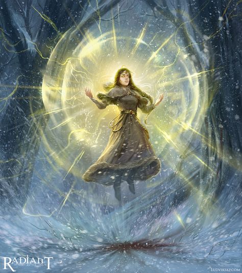 Aurelia, Divine Intervention , Ludvik Skopalik on ArtStation at https://www.artstation.com/artwork/0X9k38 Light Magic Powers, Arcane Magic, Divine Intervention, Magical Power, Magic Aesthetic, Dungeons And Dragons Characters, Fantasy Story, Light Magic, Gandalf