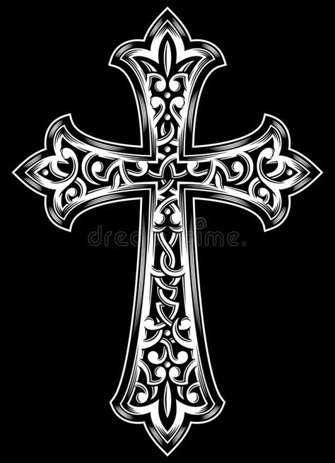 Antique Christian Cross Vector. Fully editable vector illustration ( EPS Christian Cross Images, Cross Drawing, Celtic Cross Tattoos, Cross Pictures, Cross Vector, Marquesan Tattoos, Cross Wallpaper, Cross Tattoo Designs, Cross Art