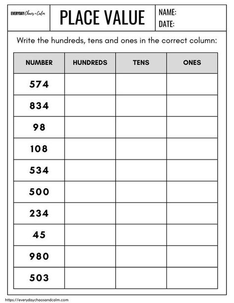 Free Printable Place Value Worksheets Hundred Place Value Worksheets, Maths Worksheets Grade 2 Place Value, Value And Place Value Worksheet, Place Value Chart Printable Free, Place Value Worksheets 3rd, Place Value Worksheets 4th Grade, Place Value Worksheets 2nd Grade, Math Worksheets For 3rd Grade, Math Place Value Worksheets