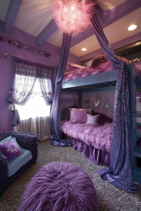 Dorm Layout, Best Bedroom Ideas, Teal Bedroom Ideas, Purple Girls Bedroom, Girls Bedroom Paint, Bloom House, Girls Bedroom Decor Ideas, Bedroom On A Budget, Mermaid Bedroom