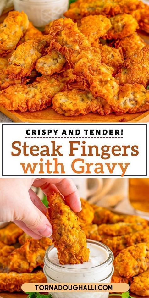 Easy steak fingers are so easy to make and perfect to serve for lunch or dinner. These fried steak fingers with gravy are just what you need if you're looking for a simple meal to make. Make these steak fingers with gravy today! Fried Steak Fingers, Steak Fingers, Chicken Fried Steak Recipe, Fried Steak Recipes, Delicious Steak, Simple Dinners, Beef Steak Recipes, Easy Steak, Fried Steak