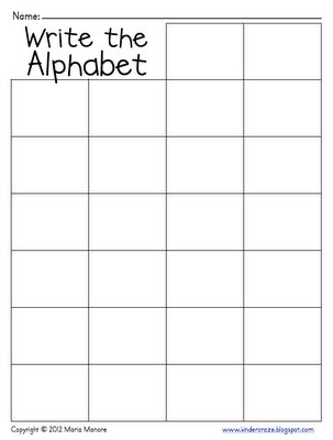 Write the Alphabet Grid FREEBIE...will use with tracers at writing centre. Four Square Writing, Write The Alphabet, Art Rubric, Kindergarten Assessment, Art Rooms, Missing Letters, Kindergarten Letters, Blooms Taxonomy, Drama Games