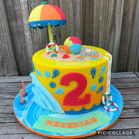 Pool Birthday Decoration Ideas, Pool Theme Birthday Cake, Beach Ball Birthday Cake, Pool Party Smash Cake, Pool Party Themed Cake, Splish Splash Birthday Party Cake, Splish Splash Birthday Cake, Pool Cake For Kids, Pool Party Cake Ideas Boys