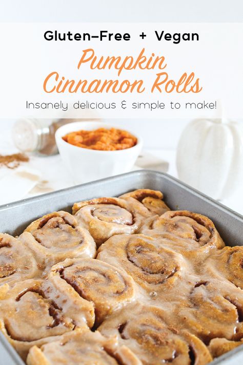 Pumpkin Baking Gluten Free, Gluten Free Pumpkin Cinnamon Rolls Easy, Gluten Free Vegan Pumpkin Cinnamon Rolls, Gluten Free Dairy Free Fall Baking, Gluten And Vegan Recipes, Vegan Gf Pumpkin Recipes, Fall Foods Gluten Free, Grain Free Fall Desserts, Egg Free Fall Dessert Recipes