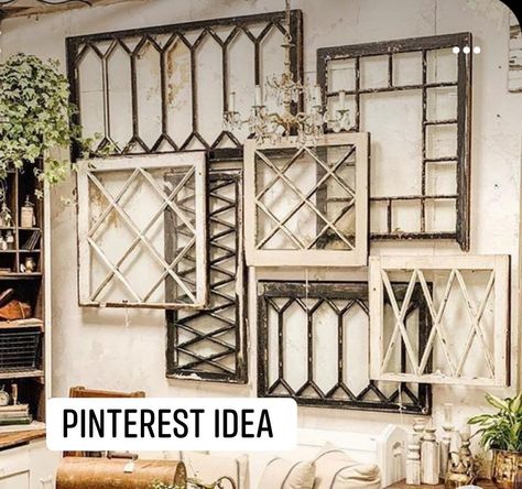 Storefront Inspiration, Vintage Window Decor, Diy Window Frame, Old Window Decor, Window Frame Decor, Farmhouse Styling, Old Window Projects, Cabin Remodel, Old Window Frames