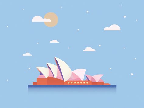 Australia Illustration, Sydney Illustration, Sydney Skyline Drawing, Sydney Opera House Tattoo, Sydney Opera House Aesthetic, Sydney Opera House Illustration, Logo Online Shop, House Plan With Loft, House Beautiful Magazine